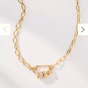 Anthropologie Gold Paperclip Link Charm Necklace